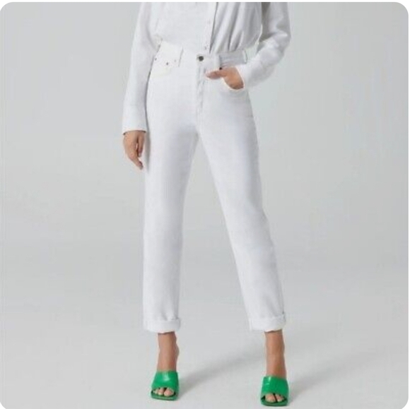 Aritzia Denim Forum The Boyfriend High Rise Loose Jeans White Button Fly size 24 - Picture 2 of 14